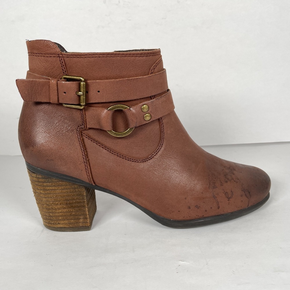 Joseph Siebel Britney Ankle Boots Womens Size 38 US 7 Brown Leather Zip Up Shoes